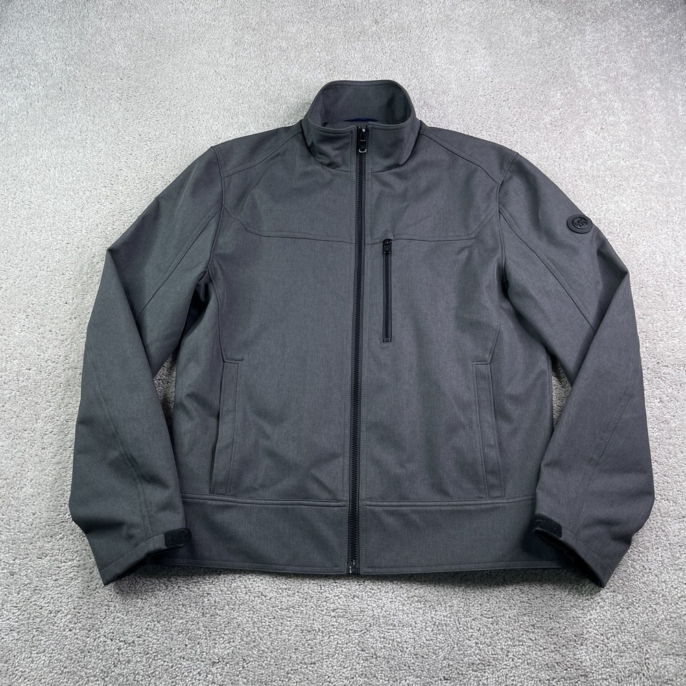 Michael Kors Jacket Mens Medium Gray Softshell Full Zip Mock Neck Logo‎ Coat